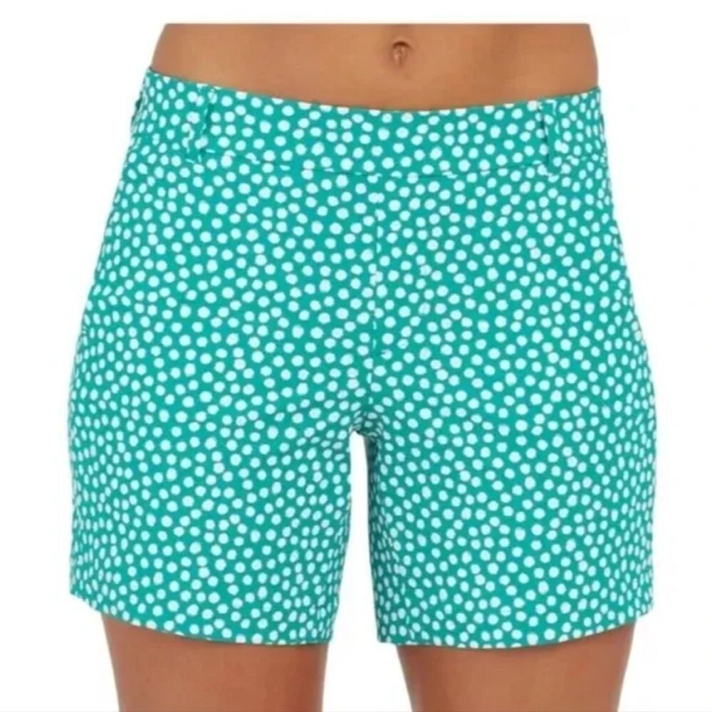 Spanx Women's Polka-dot Kelly Green Pull-on 6" Sunshine Shorts Size L Summer